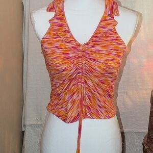 Stylish Pink and Orange Women's Crop Top